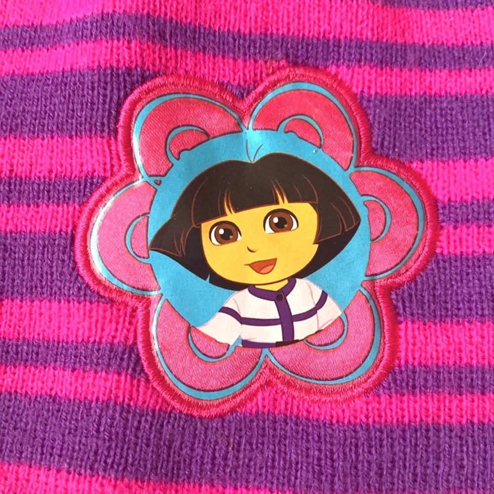 Girls Dora the Explorer Winter Hat Kids Toddler Beanie Pink Purple Nickelodeon